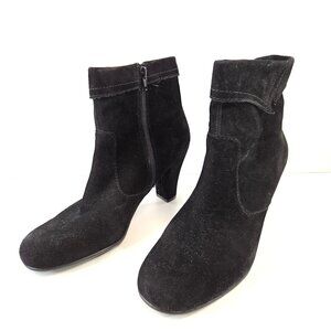 Aerosoles Black Suede Heeled Booties Size 10 M Aerolite